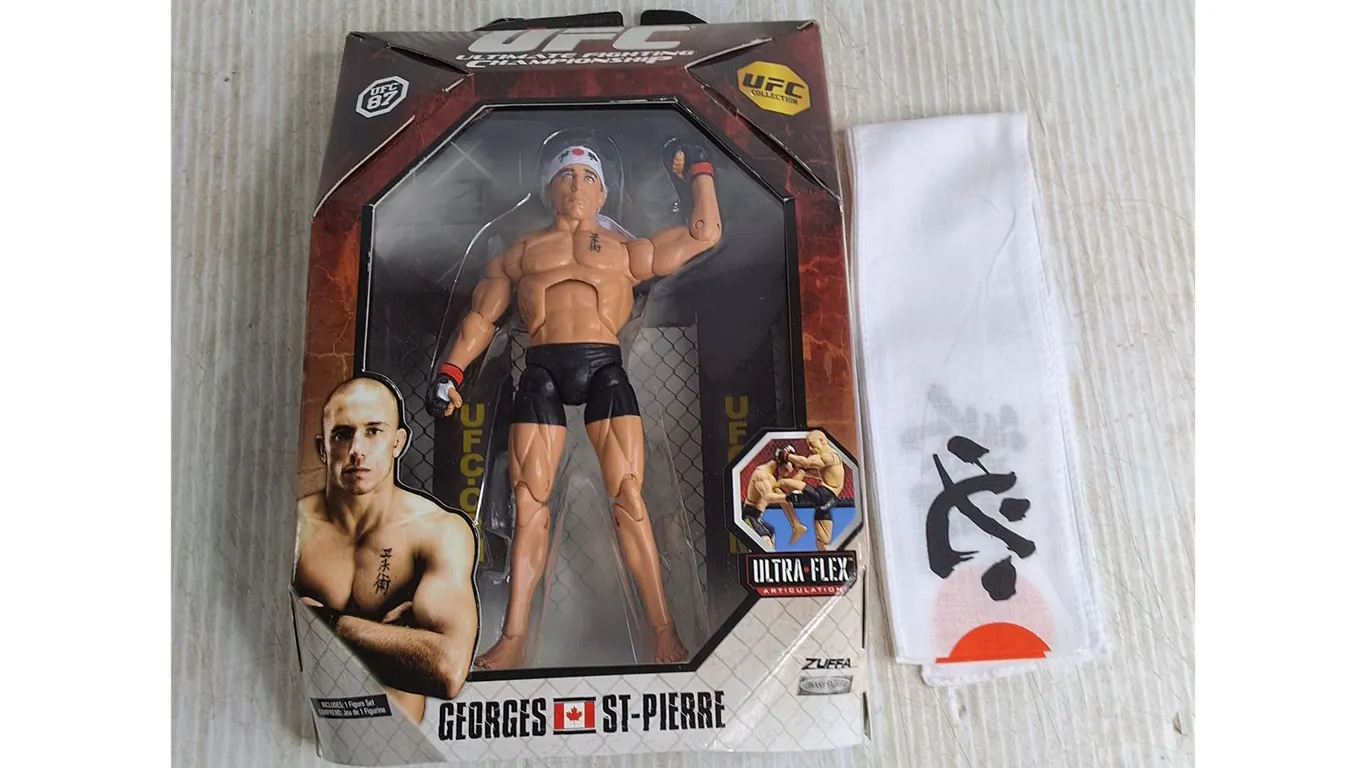 NIB Zuffa UFC Georges St.Pierre Action Doll & Replica Bandana