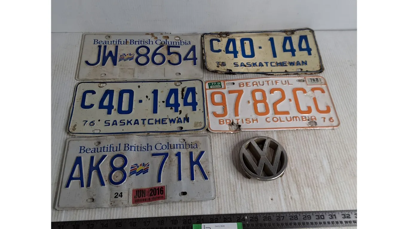 (5) License Plates, Volkswagen Plastic Decal