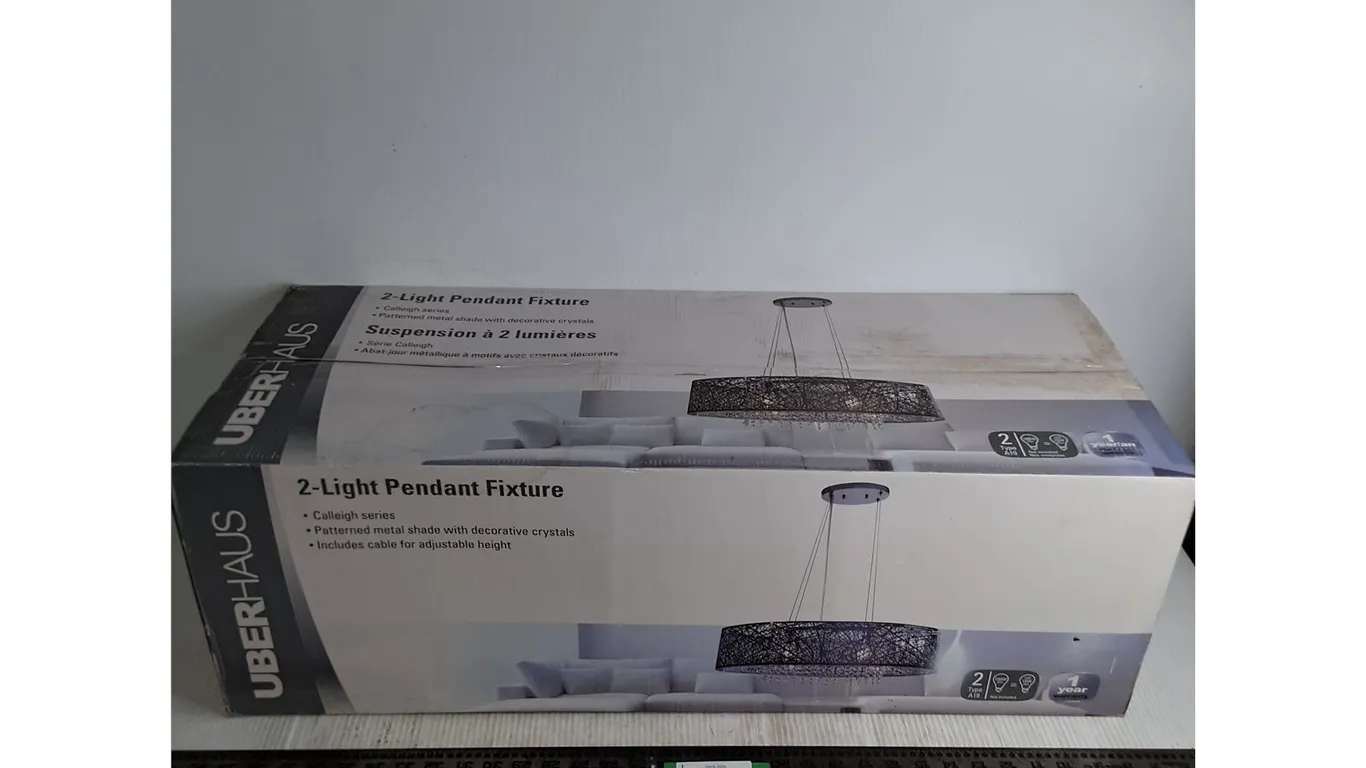 NIB Uberhaus 2-Light Pendant Fixture - Box = 33x13x11"
