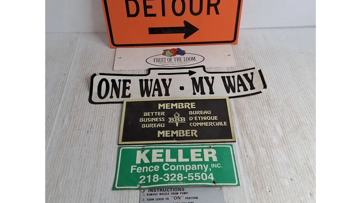 (6) Metal/Plastic Signs - Largest = 15" x 10"