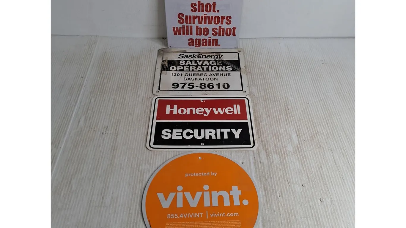 (4) Metal/Plastic Signs - Largest = 12" x 8"