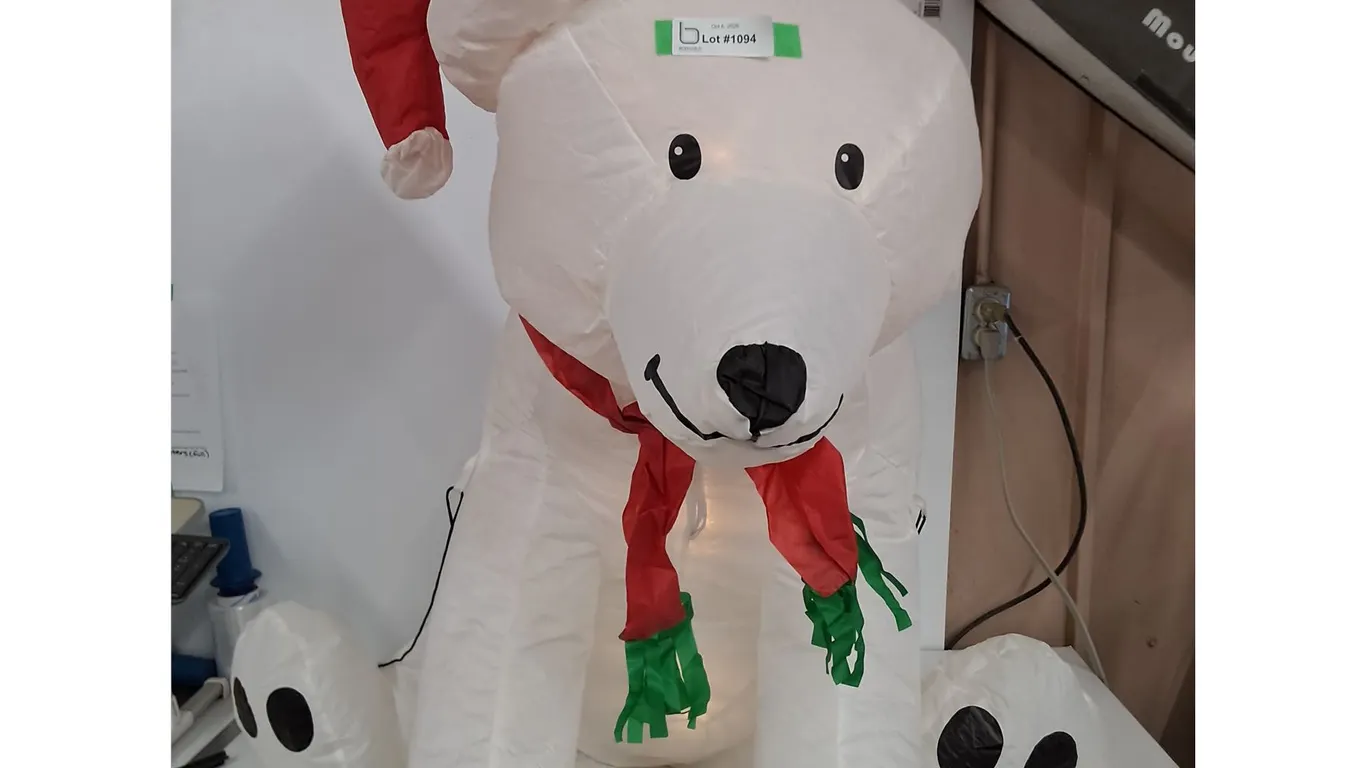 Inflatable Christmas Polar Bear - 41" Tall Approx - Working - 1 Ground Spike Broken