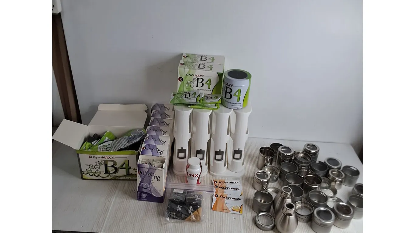 DynaMAXX Sports Nutrition Sealed Products, Magnetic Spice Jars, Slide Cabinets