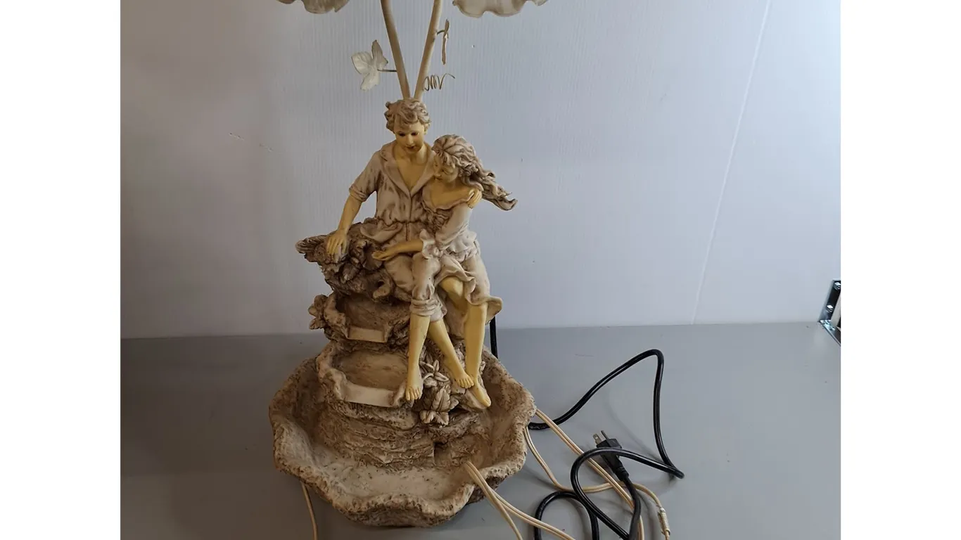 Ceramic Lighted Fountain- Both Components Power On 25.5" Tall- Can't Ship