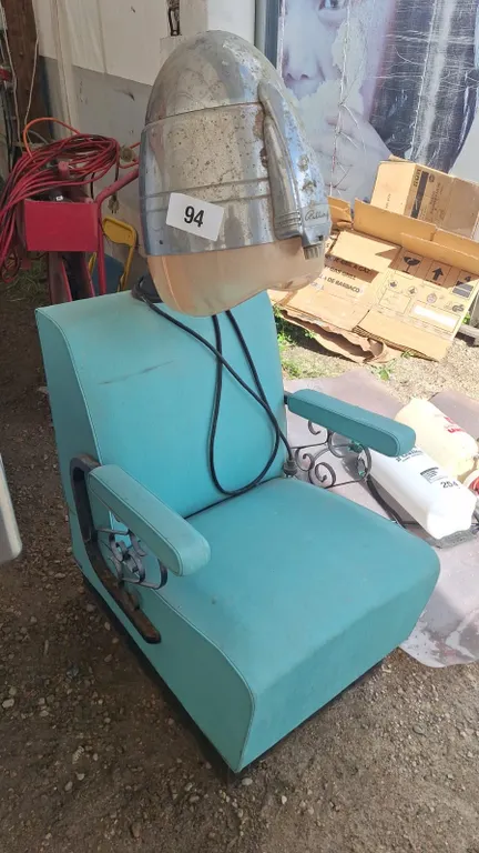 Antique Rilling model E hairdressing chair with hair dryer