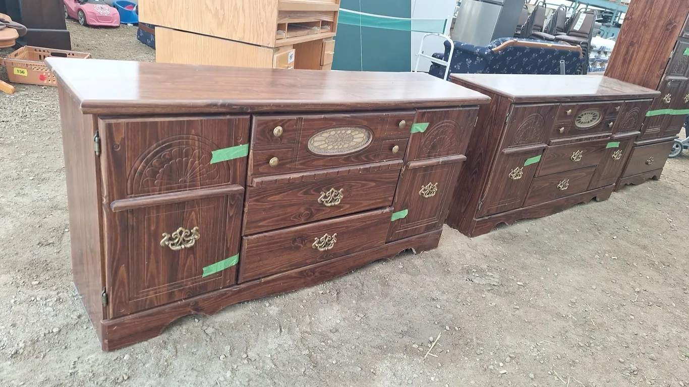 3 Pcs Bedroom set. 33"W x15" Deep 55' H and 2 that are 62"W x16" deep 30" H