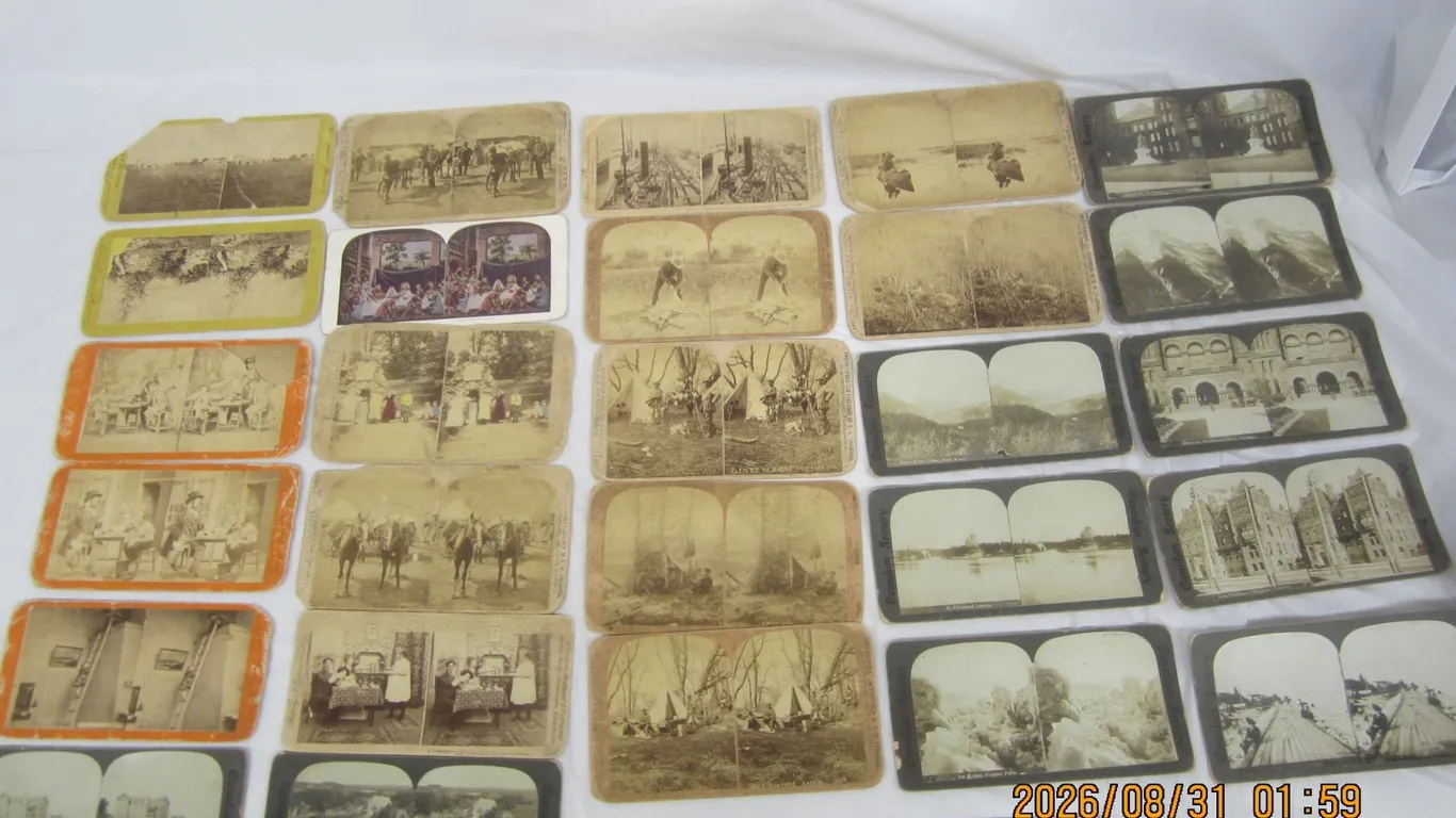 911. Lot of 27 Antique Stereoview Cards