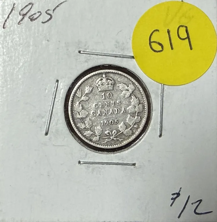1905 Canada Silver 10 Cents.