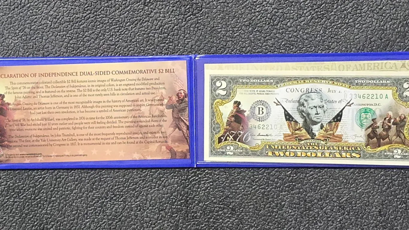 Colorized USA - $2.00 Note - Merrick Mint in case