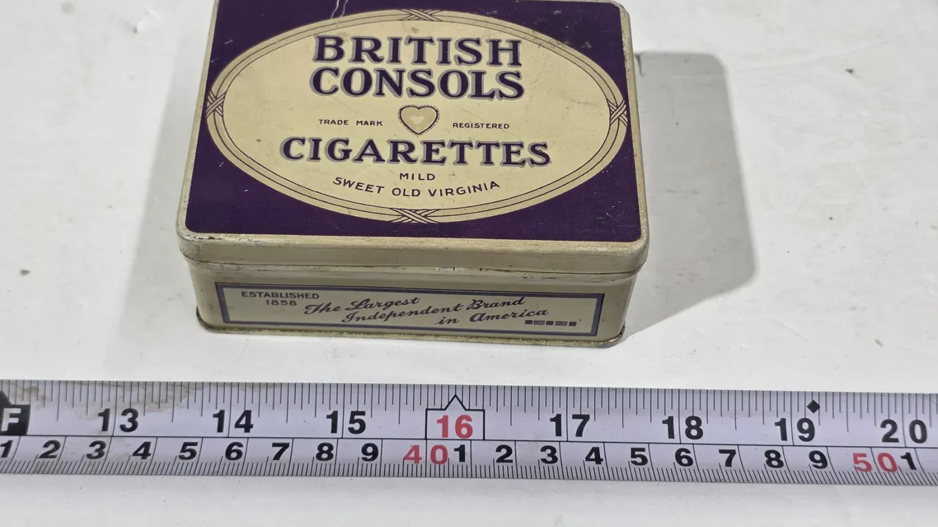 British Consols Cigarette Tin – 4”x 3”x ½”