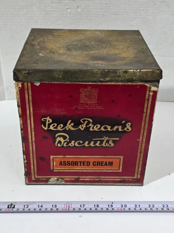 Vintage Peek Frean’s Biscuit Tin w/ Paper Label