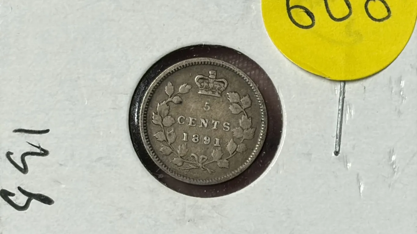 1891 Canada Silver 5 Cents.