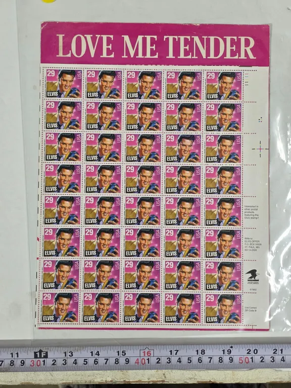(40) US Elvis 29-cent Stamps w/ “Love me Tender” Music Sheet