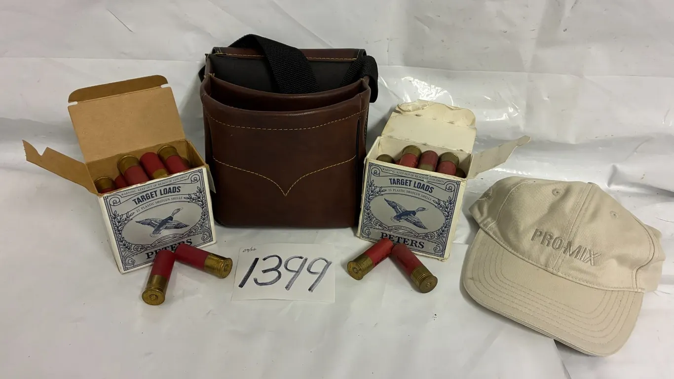Kolpin Shot Shell Leather Bag, (2) Boxes 12GA 2 ¾” Shot Shell **PAL Required, Cap