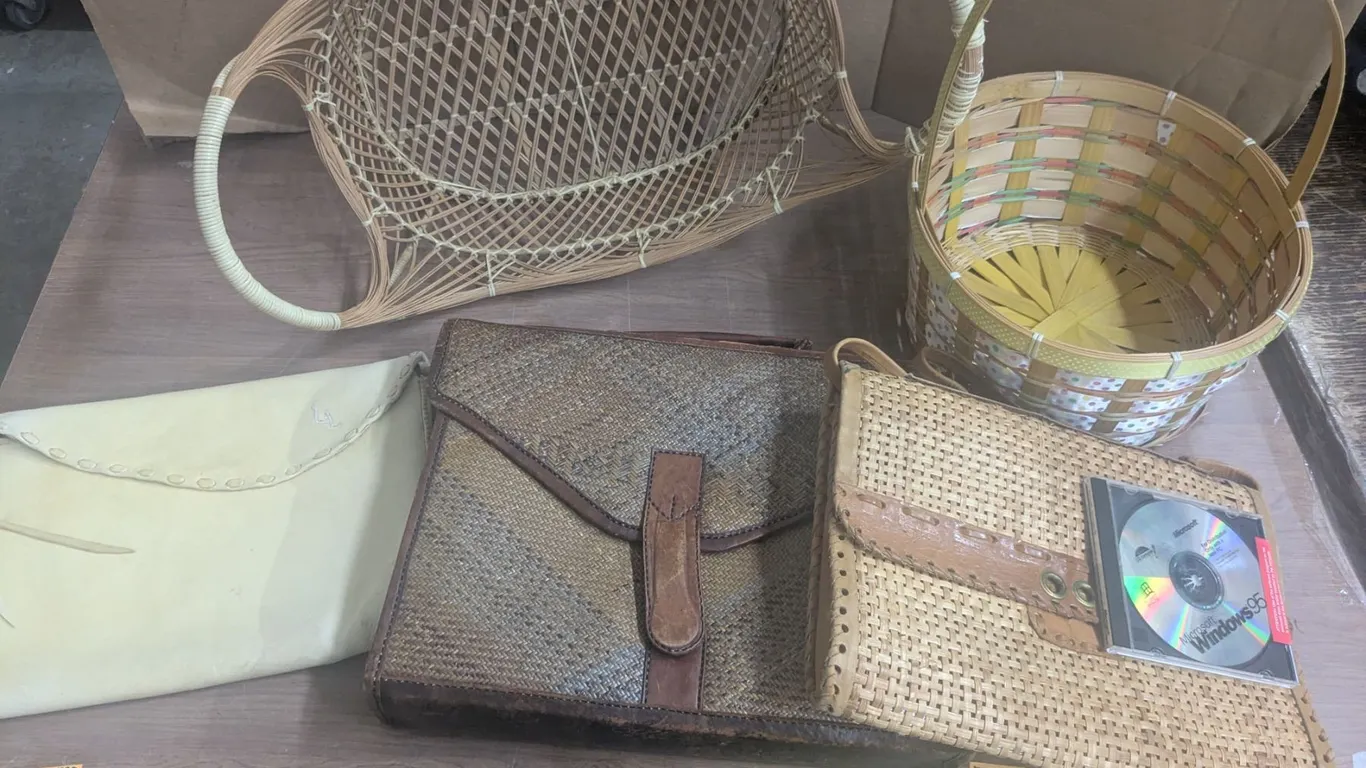 (2) Large Baskets, (3) Briefcases, Microsoft Windows 95 Disk