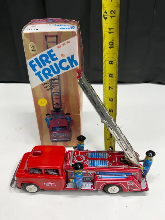 10 ½” Metal Friction Powered Fire Truck w/ Siren
