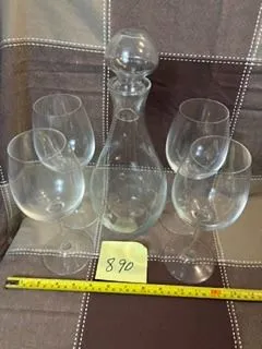 RCR Cristalio Crystal Wine Glasses, Set of 4 Glasses & Wine Decanter.