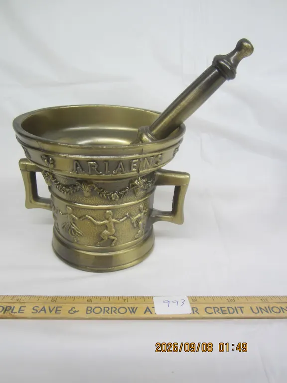 993. Heavy Vintage Solid Brass Motor and Pestal Great Condition
