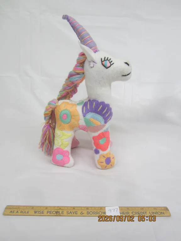 977. Vintage Mexican Folk Art Stuffed Unicorn