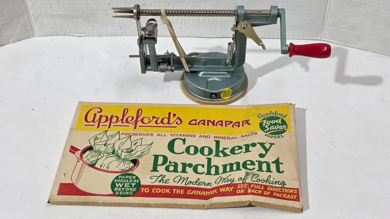 Vintage Apple Peeler, NIB Cookery Parchment Paper