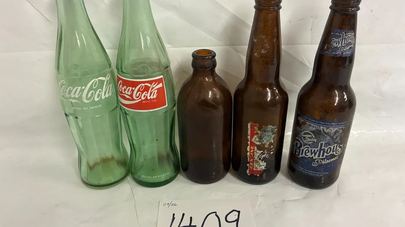 Mexico Coke Bottles & (3) Vintage Amber Bottles (US & Canada)