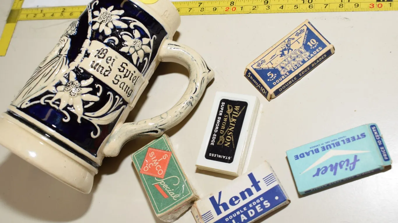 German Mug, Vintage Razor Blades