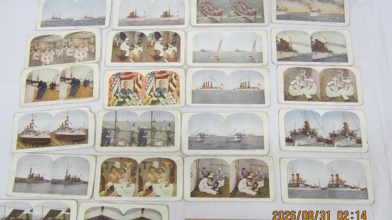 914. Lot of 23 Stereoview Antique Naval Cards