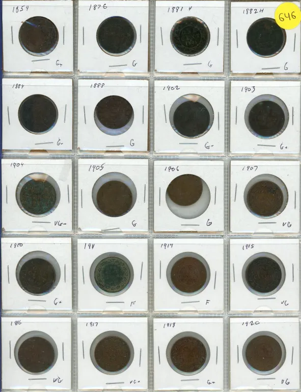 Sheet of Large Canada One Cent Coins. (Total 20 Coins)