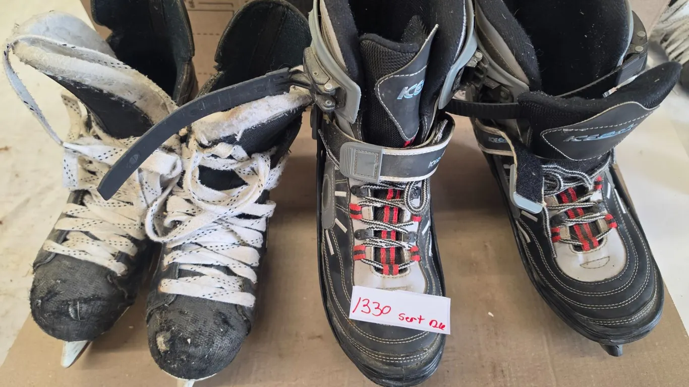 (2) Pair Hockey Skates – Bauer (Size 8EE) and Ice 6 (Size 9)