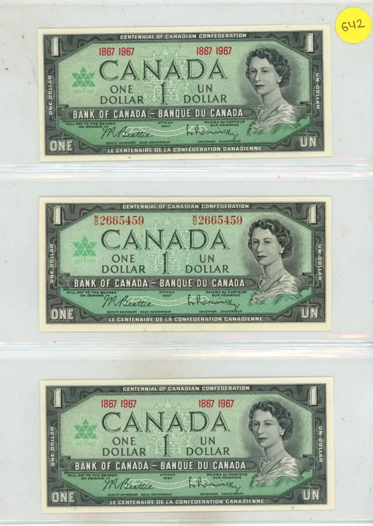 1967 Canada Uncirculated One Dollars.