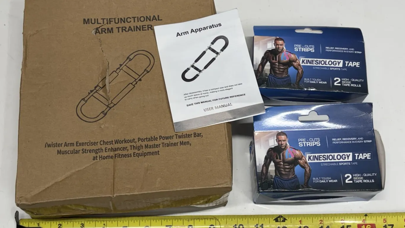 Portable Multifunctional Arm Trainer Kit and (2) boxes of Kinesiology Tape. (Everything New)