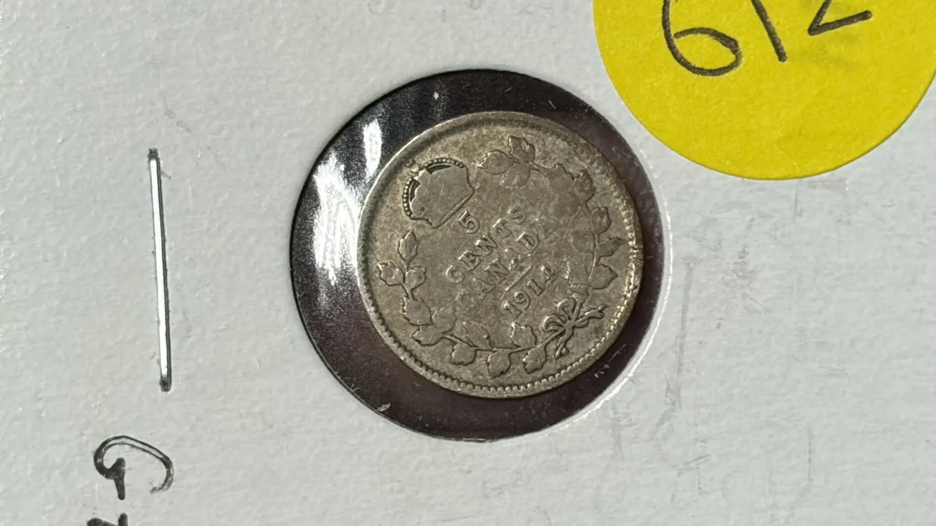 1914 Canada Silver 5 Cents.