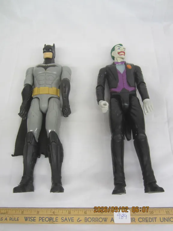 989. 2 Vintage 12-Inch-Tall DC Comic Figures Batman and Joker