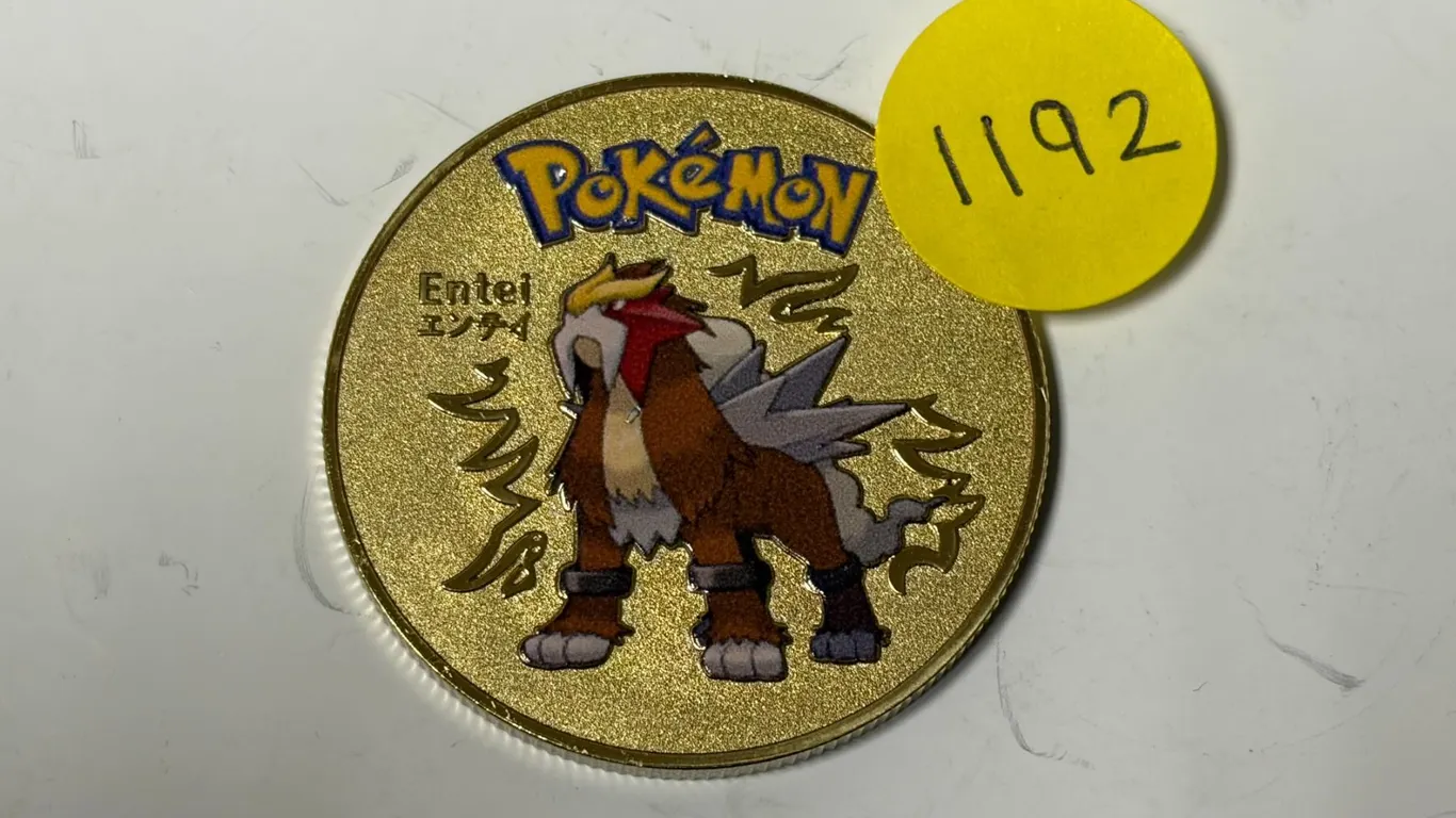 Pokemon Entei Golden Colour Coin.