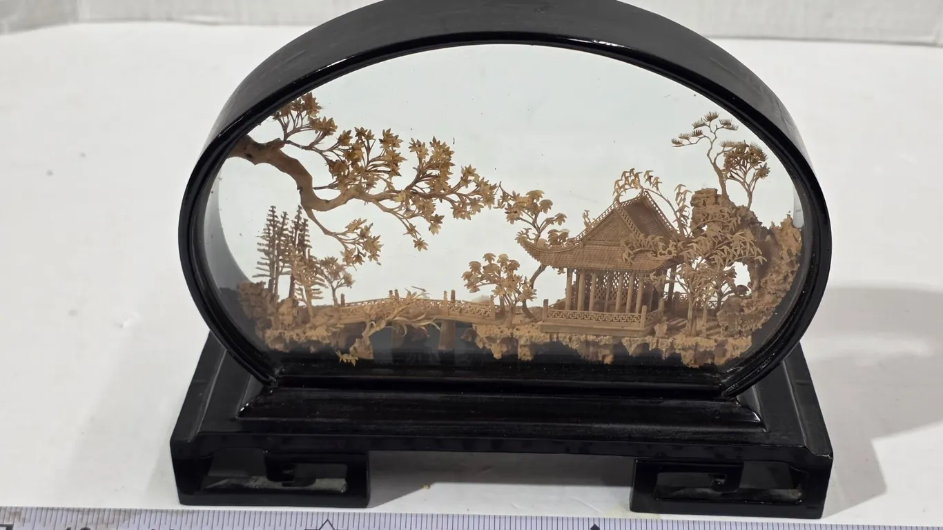 Vintage Chinese Cork Diorama Décor Piece