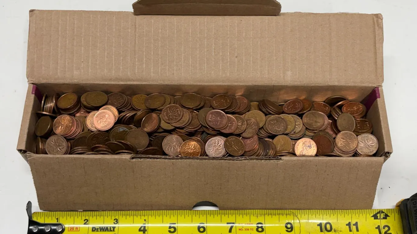 Box of Canadian One Cents. (Total Weight - 3.00Kg)
