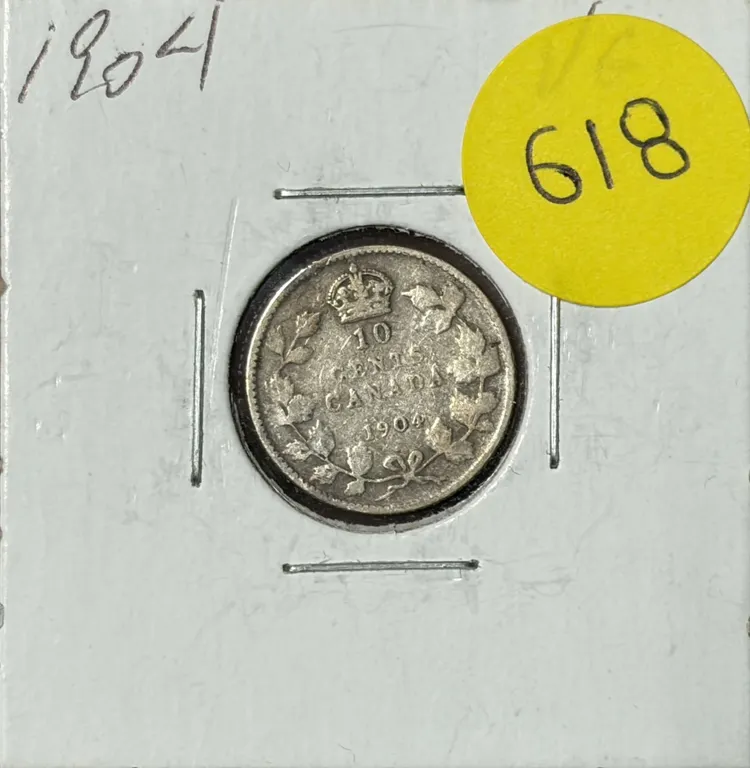 1904 Canada Silver 10 Cents.