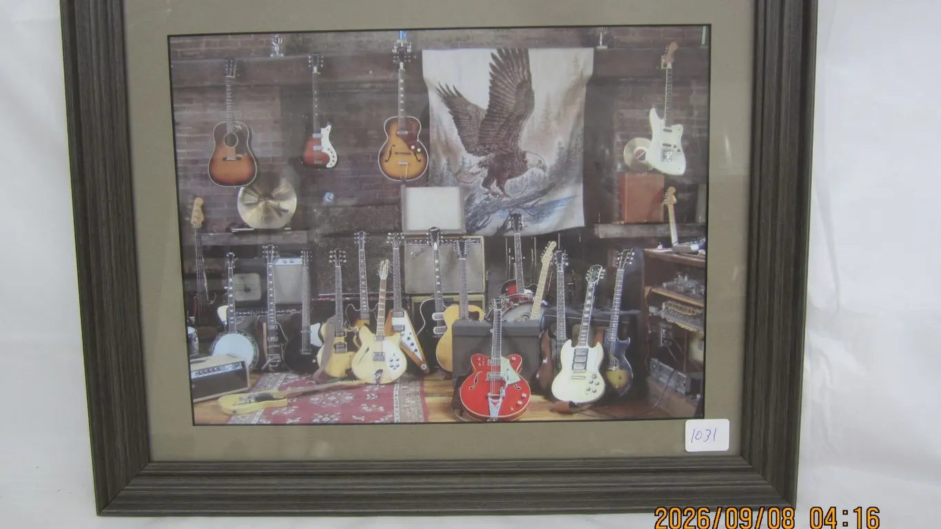 1031. Vintage Guitar Print Framed