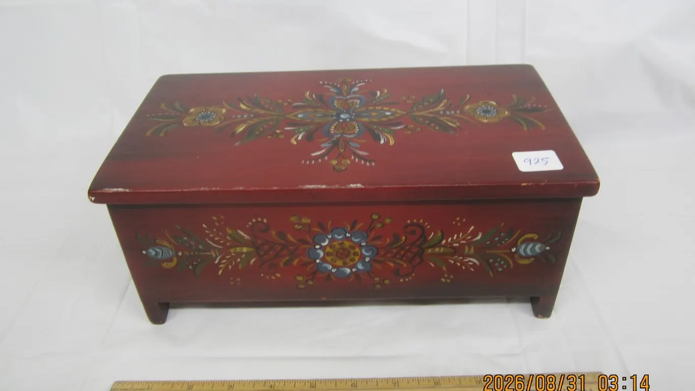 925. Vintage Stash Box Hand Painted