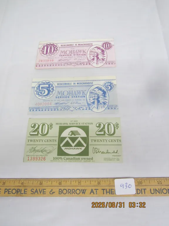 930.Vintage Mohawk Service Station Money