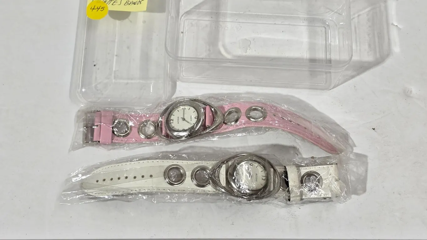 (2) New Watches, Pink & White Bands