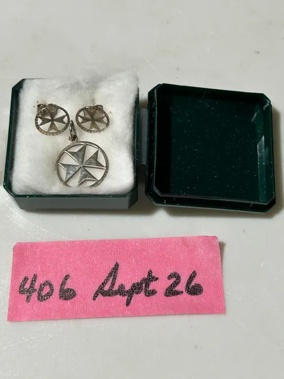 Sterling silver Maltese cross earrings and pendant from Sterling Jewellers in Malta