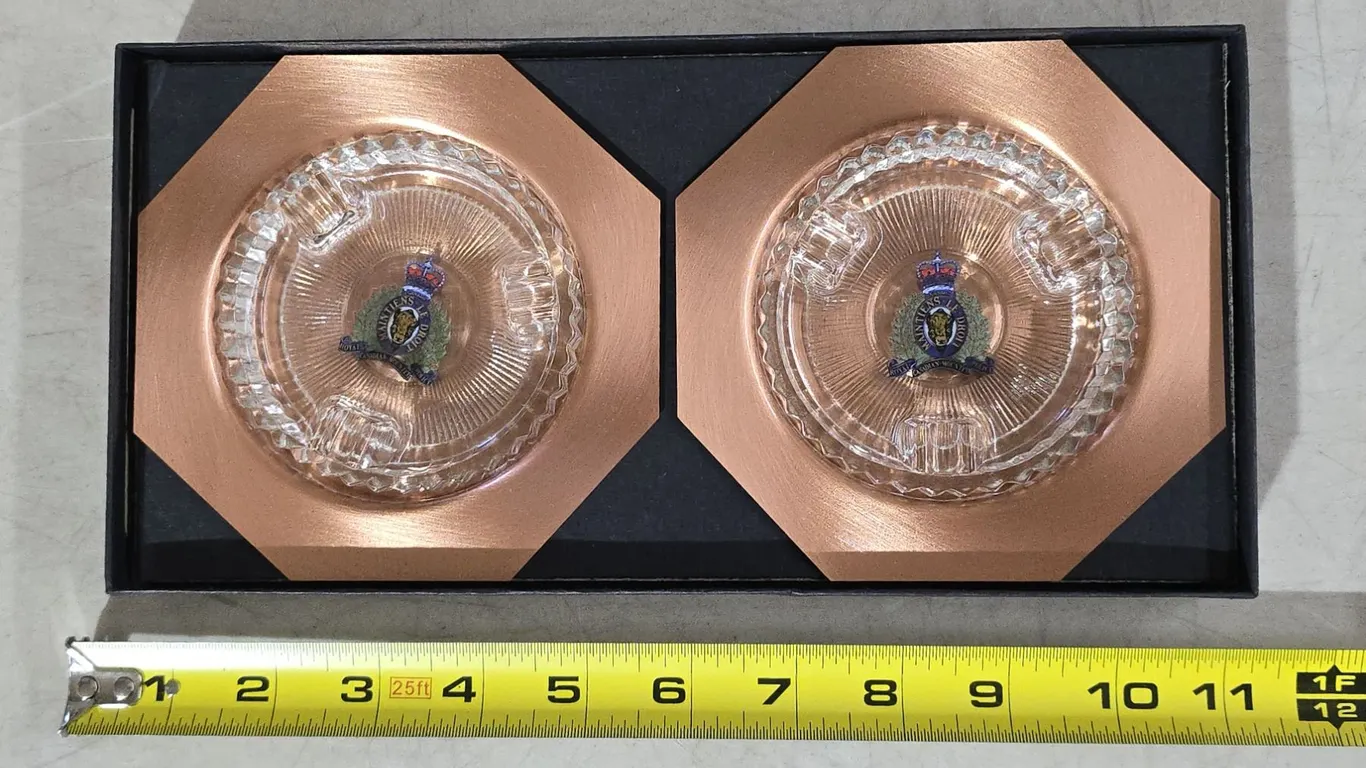 Twin Official copper RCMP ashtrays - NEW