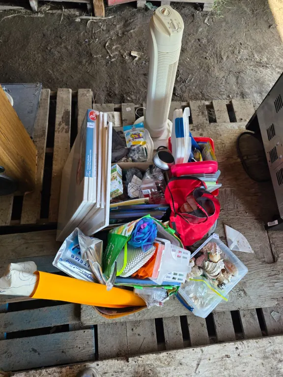 Lot of misc items, craft supplies, broken heater, seashells