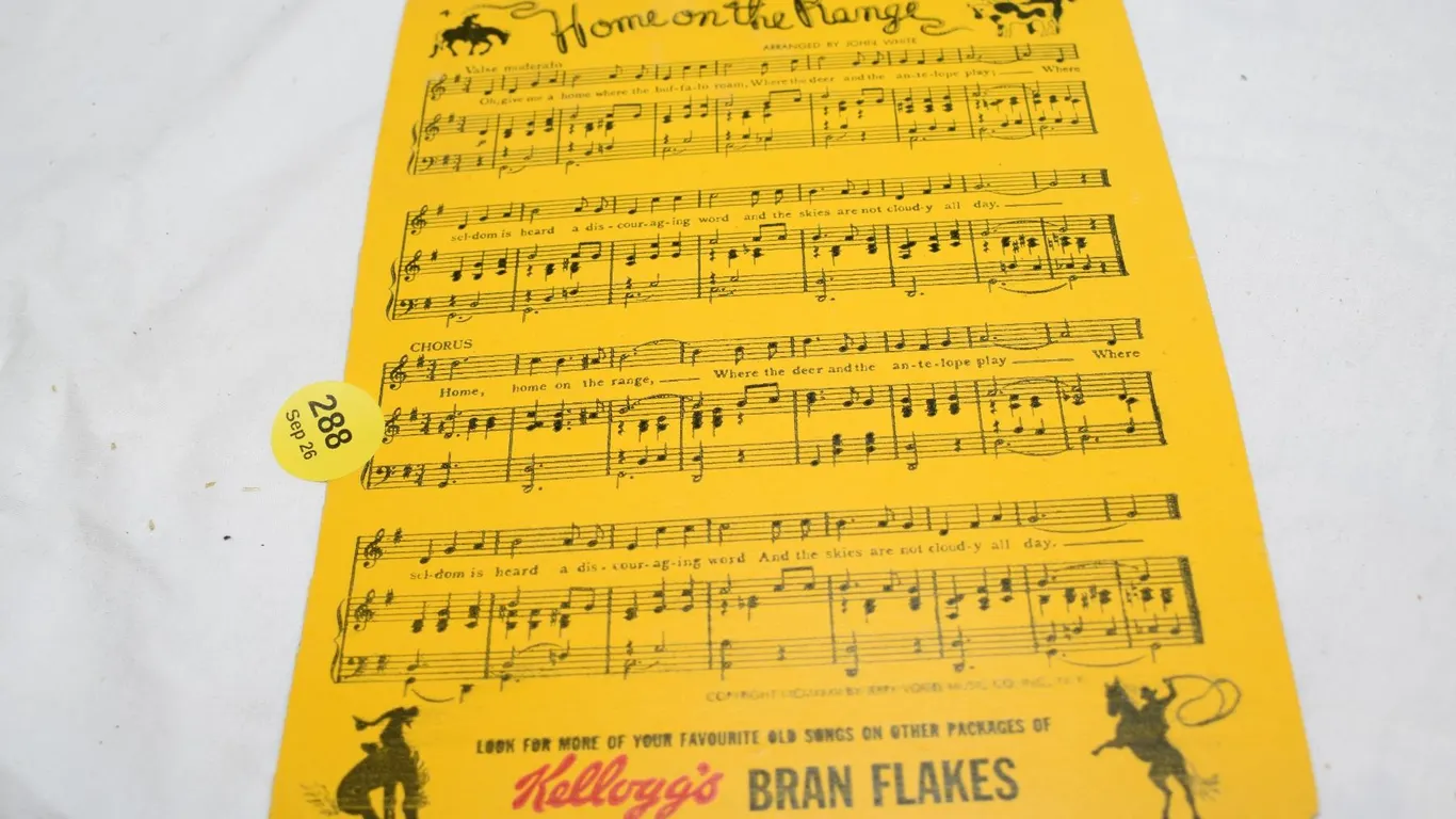 1932 Bran Flakes Cereal Box Music Sheet