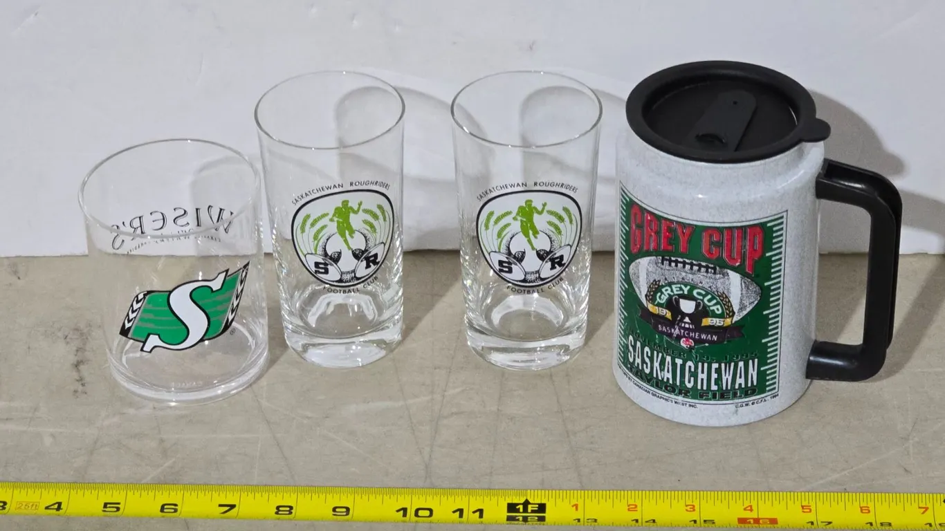 Sask 1995 coffee thermos & 2 tumblers