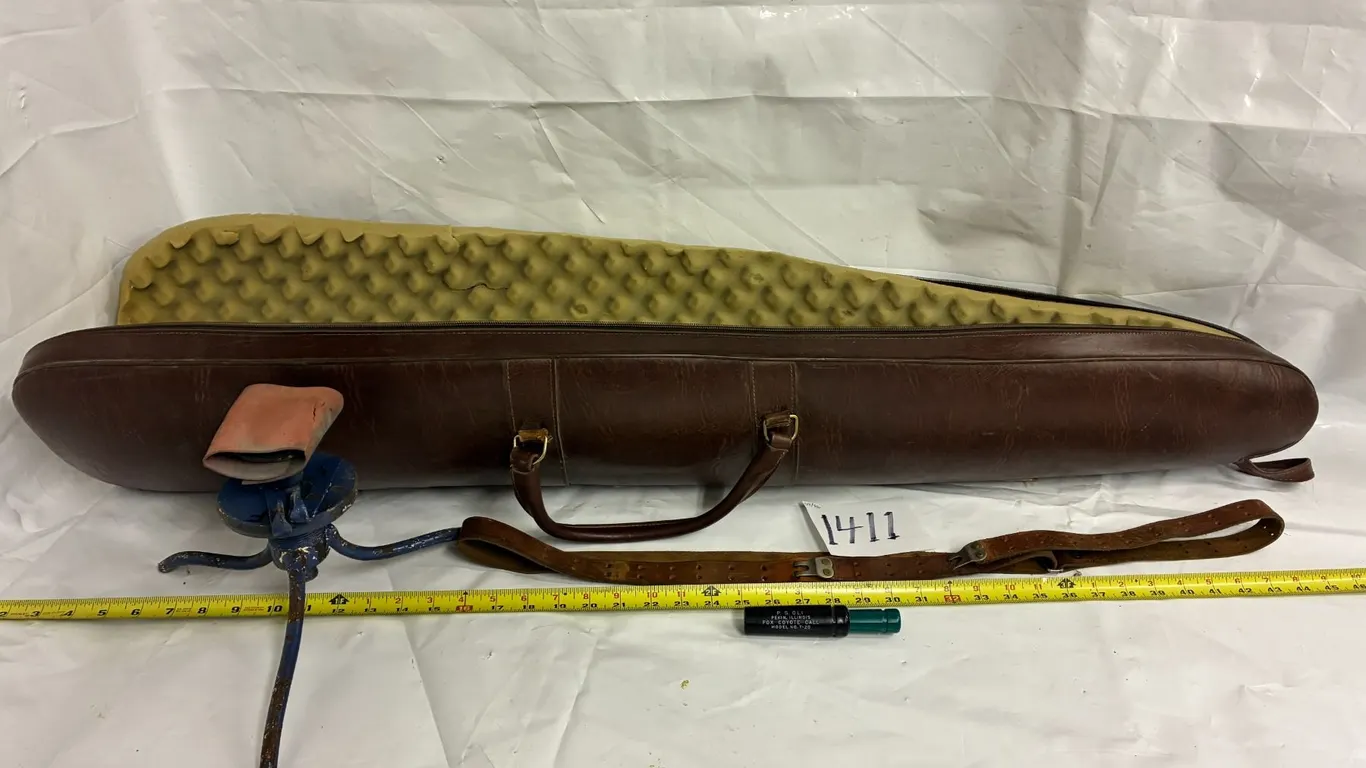 48” Padded Leather Gun Case, Leather Sling, Fox & Coyote Call, Rifle Rest