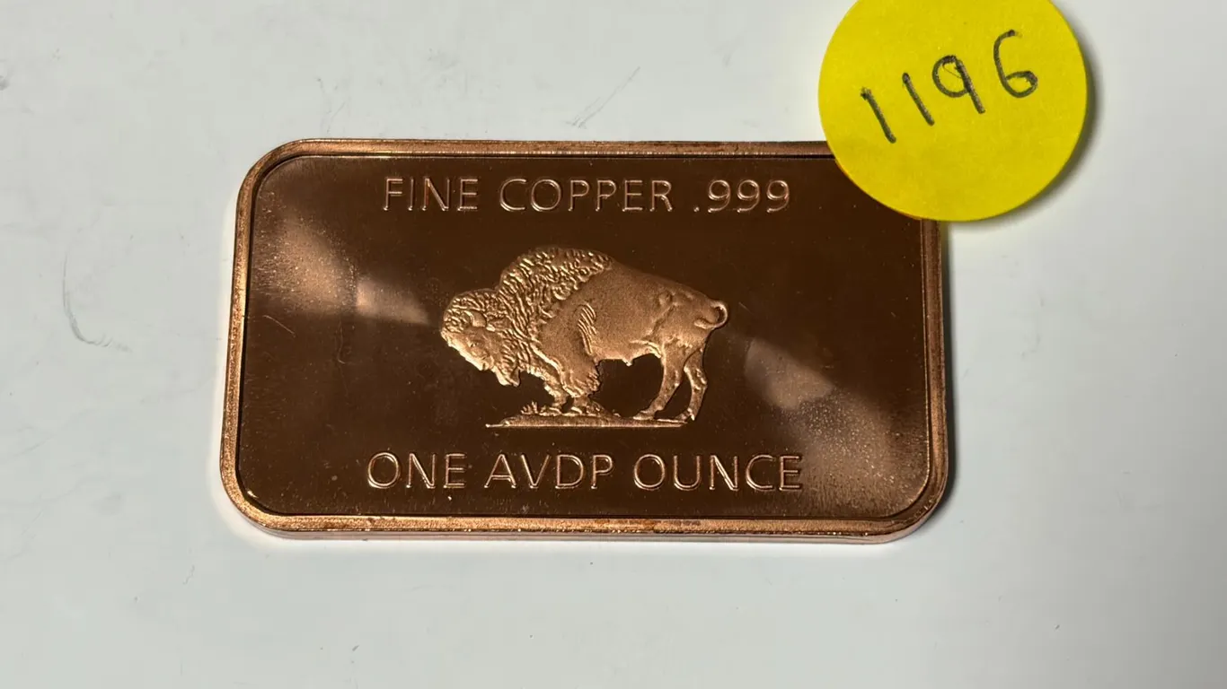 Fine Copper .999 - One AVDP Ounce Bar.