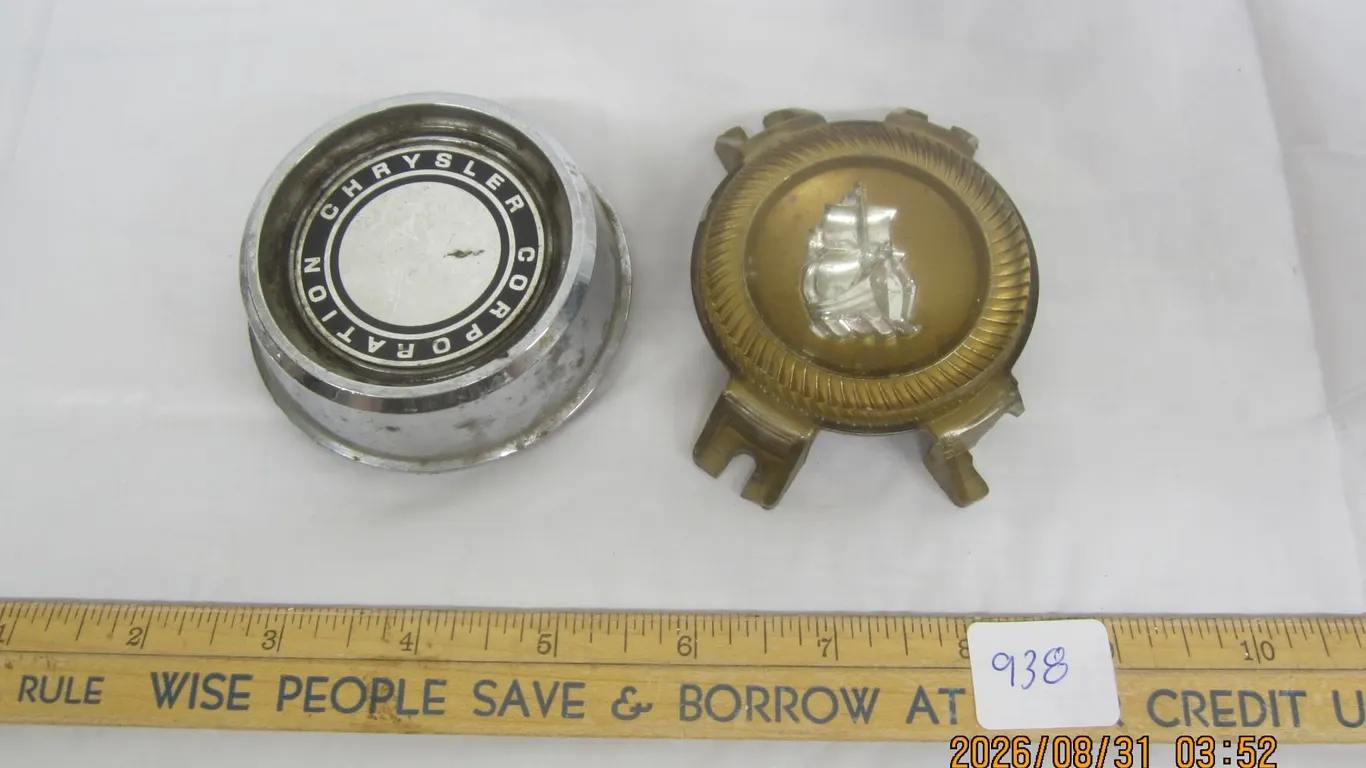 938. 2 Vintage Car Emblems Chrysler and Buick