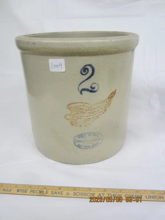 1009. Antique 2 Gallon Red Wing Crock